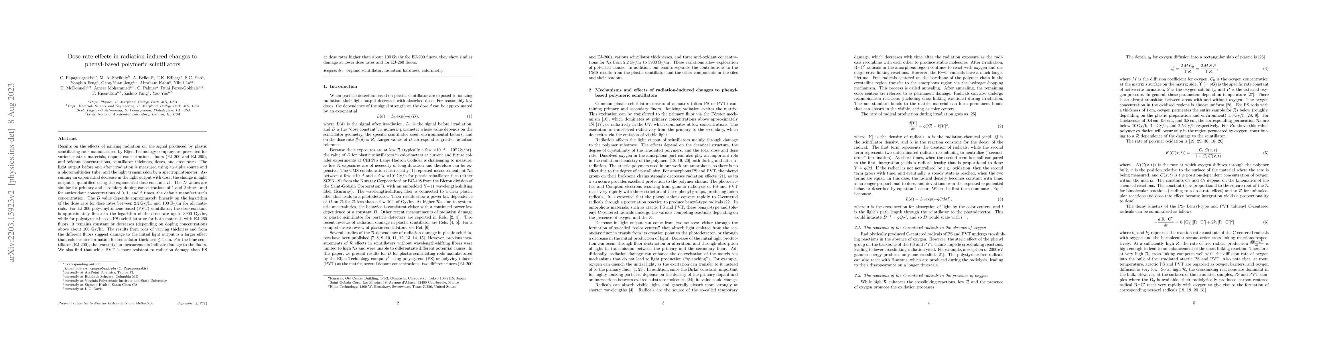 Thumbnail for Dose rate effects in radiation-induced changes to phenyl-based polymeric
  scintillators
