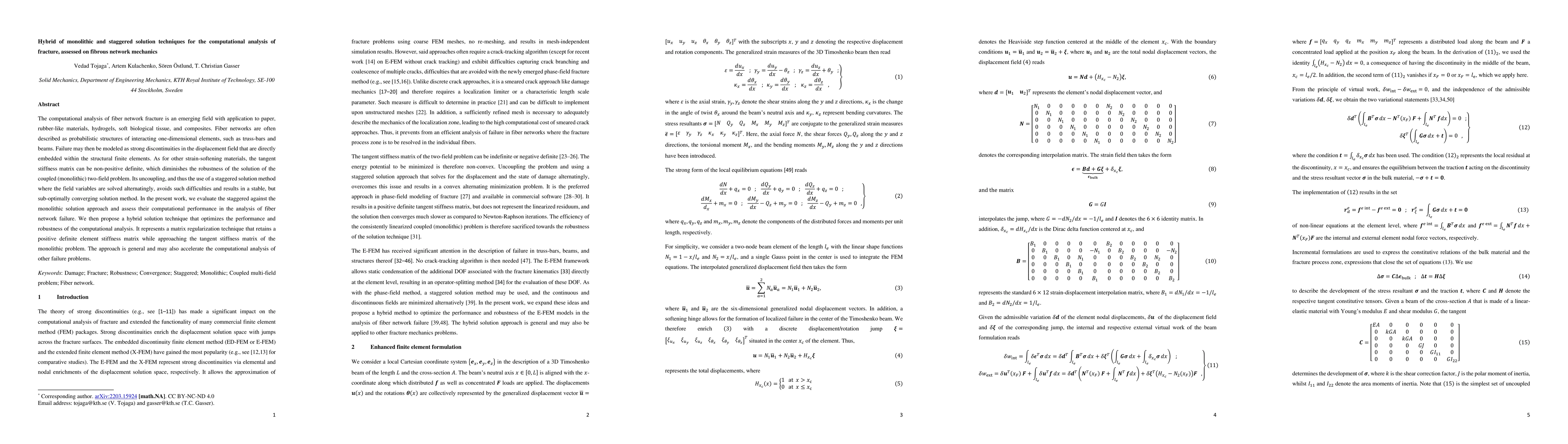 Thumbnail for Hybrid of monolithic and staggered solution techniques for the
  computational analysis of fracture, assessed on fibrous network mechanics
