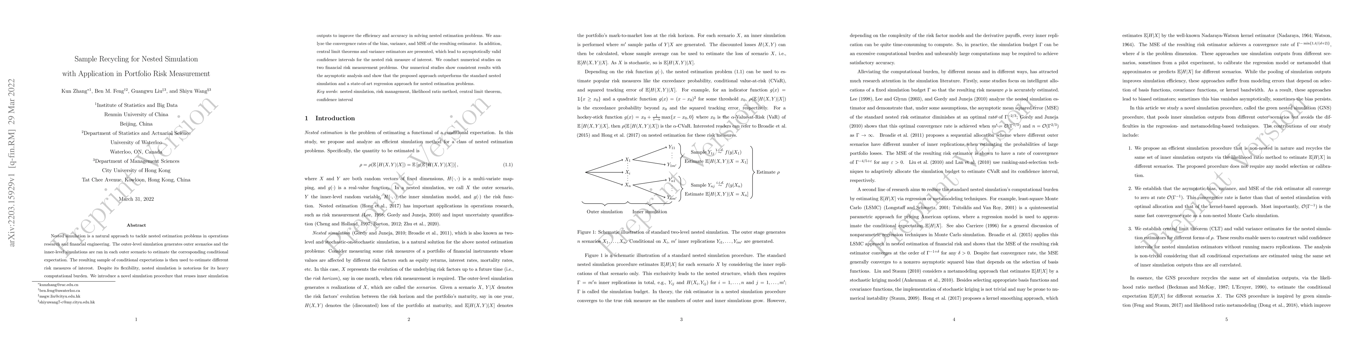 Thumbnail for Sample Recycling for Nested Simulation with Application in Portfolio
  Risk Measurement