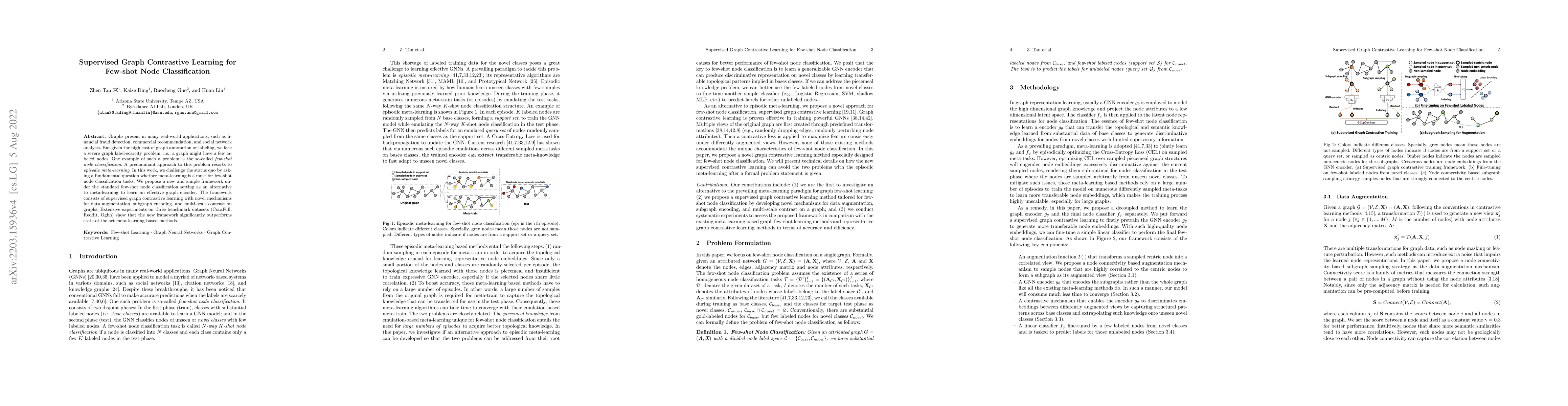 Thumbnail for Supervised Graph Contrastive Learning for Few-shot Node Classification