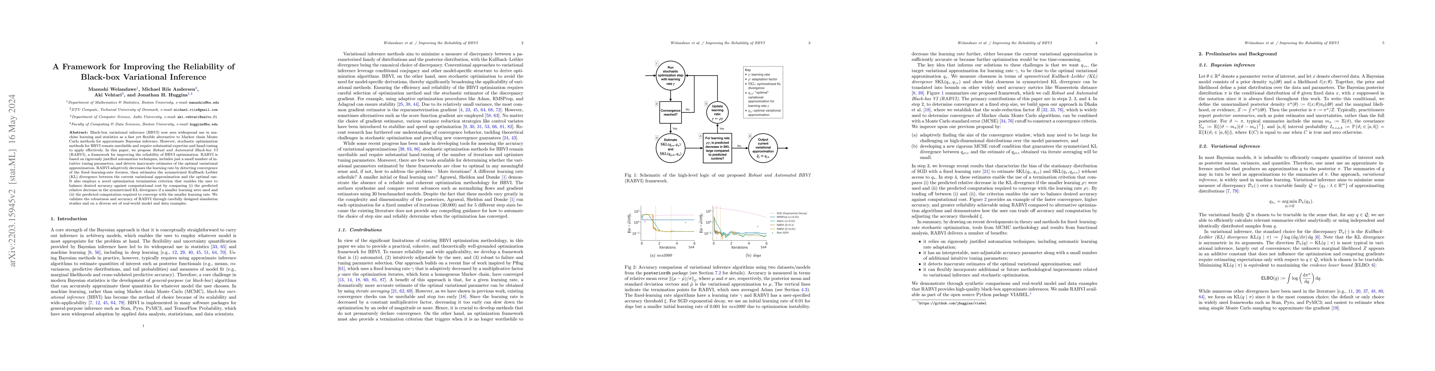 Thumbnail for A Framework for Improving the Reliability of Black-box Variational
  Inference