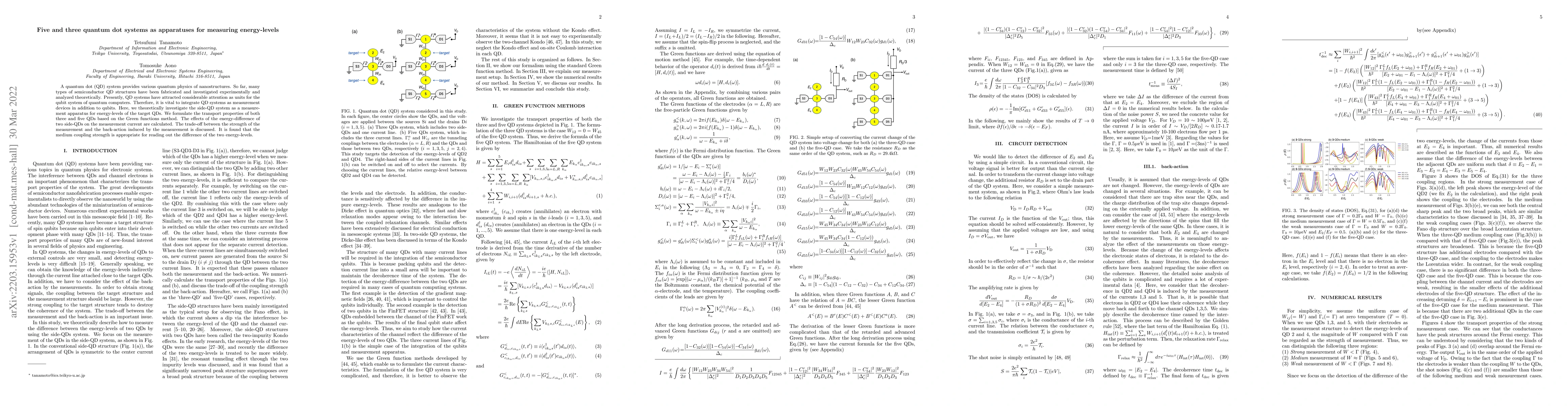 Thumbnail for Five and three quantum dot systems as apparatuses for measuring
  energy-levels