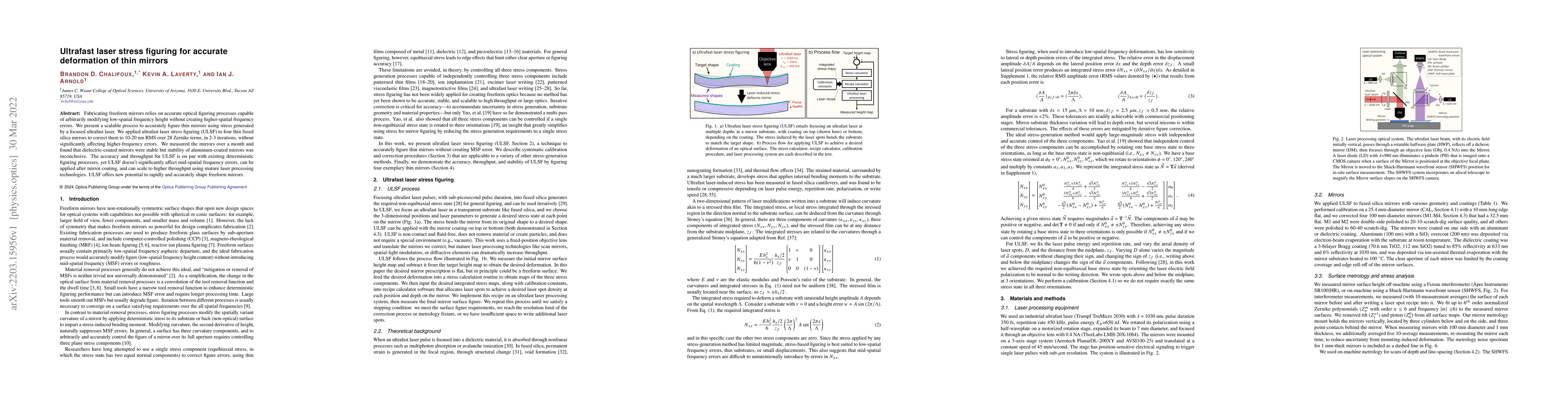 Thumbnail for Ultrafast laser stress figuring for accurate deformation of thin mirrors
