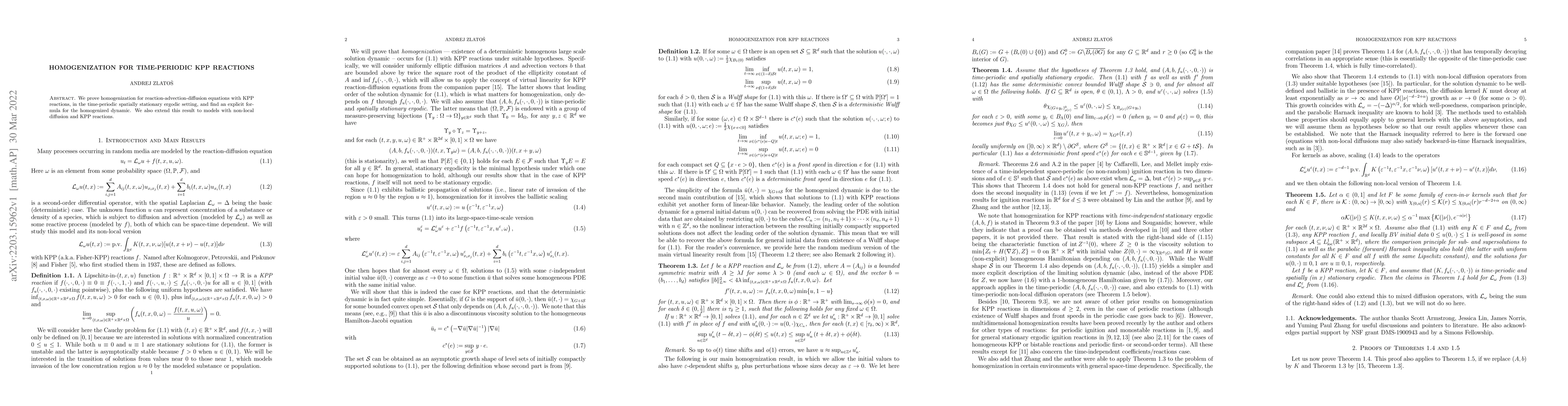 Thumbnail for Homogenization for Time-periodic KPP Reactions