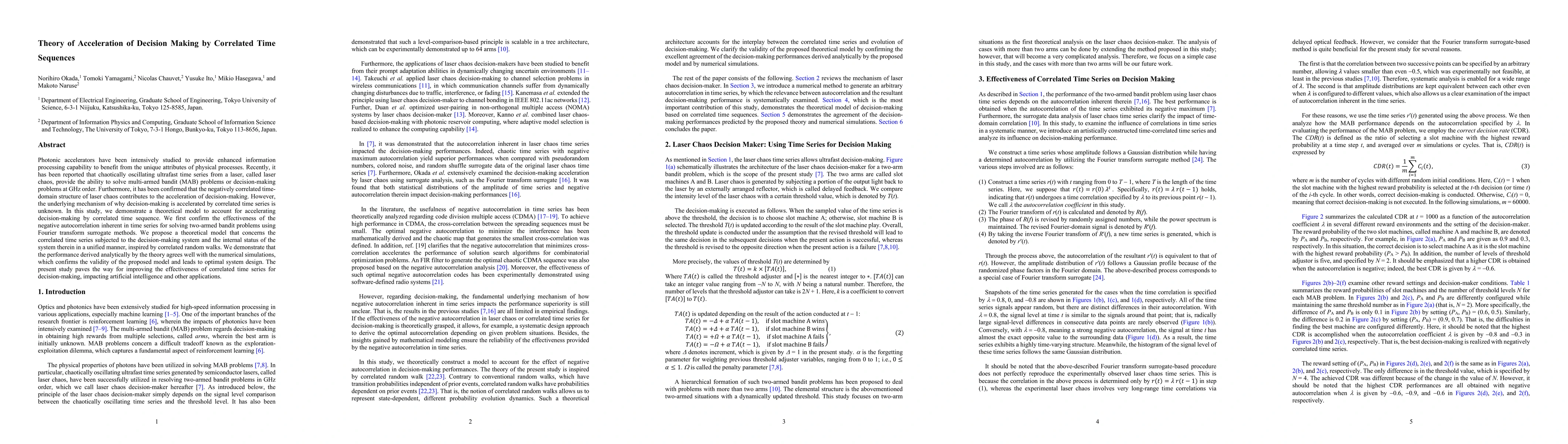 Thumbnail for Theory of Acceleration of Decision Making by Correlated Time Sequences