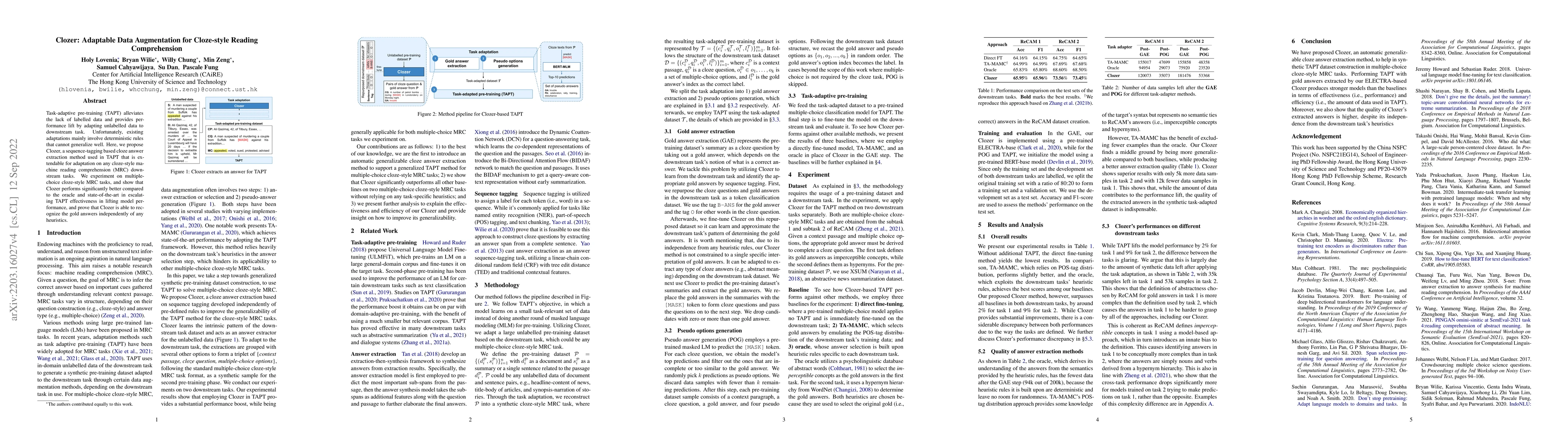 Thumbnail for Clozer: Adaptable Data Augmentation for Cloze-style Reading
  Comprehension