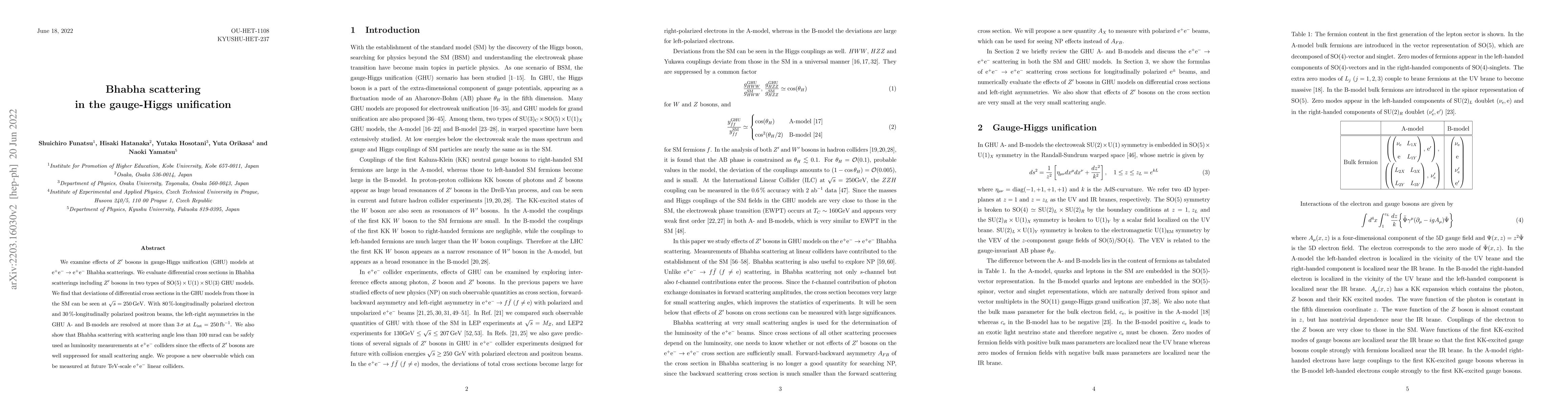 Thumbnail for Bhabha scattering in the gauge-Higgs unification