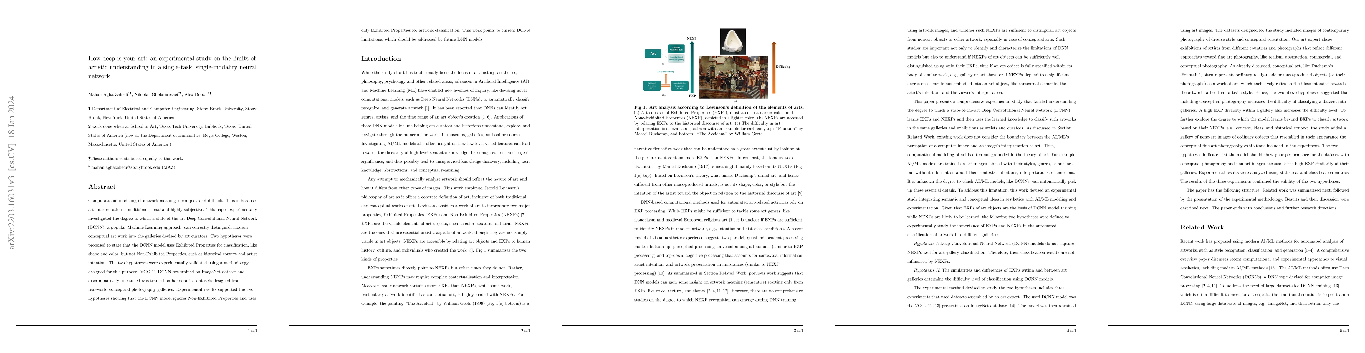 Thumbnail for How Deep is Your Art: An Experimental Study on the Limits of Artistic
  Understanding in a Single-Task, Single-Modality Neural Network