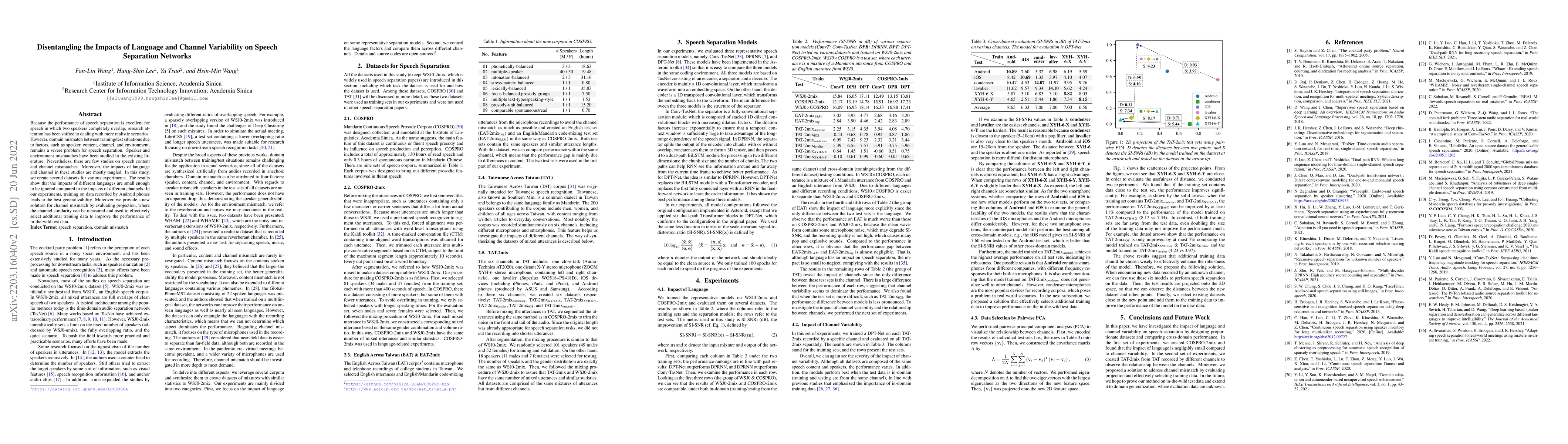 Thumbnail for Disentangling the Impacts of Language and Channel Variability on Speech
  Separation Networks