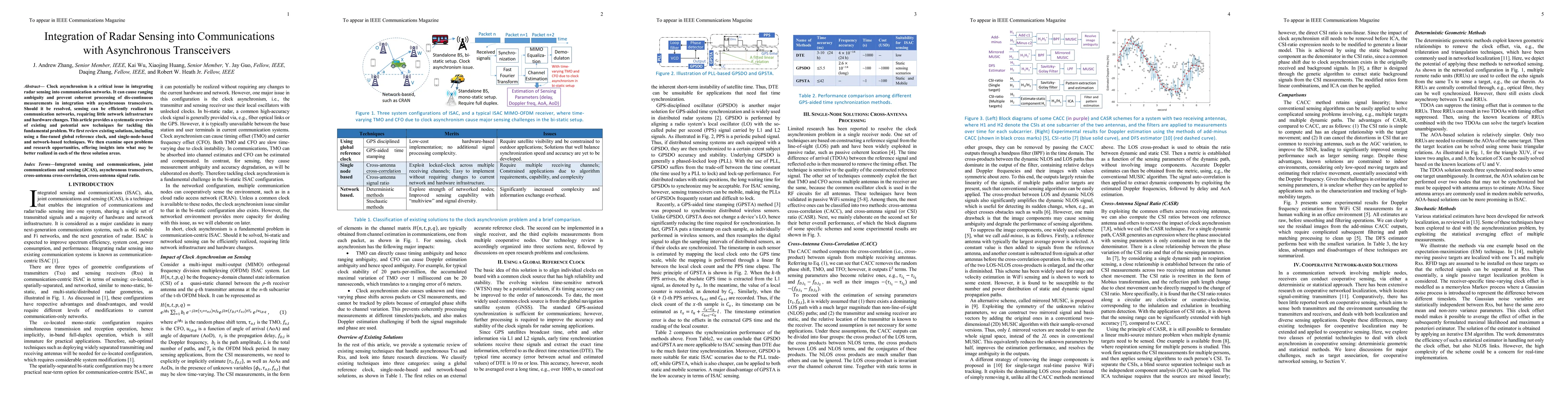 Thumbnail for Integration of Radar Sensing into Communications with Asynchronous
  Transceivers