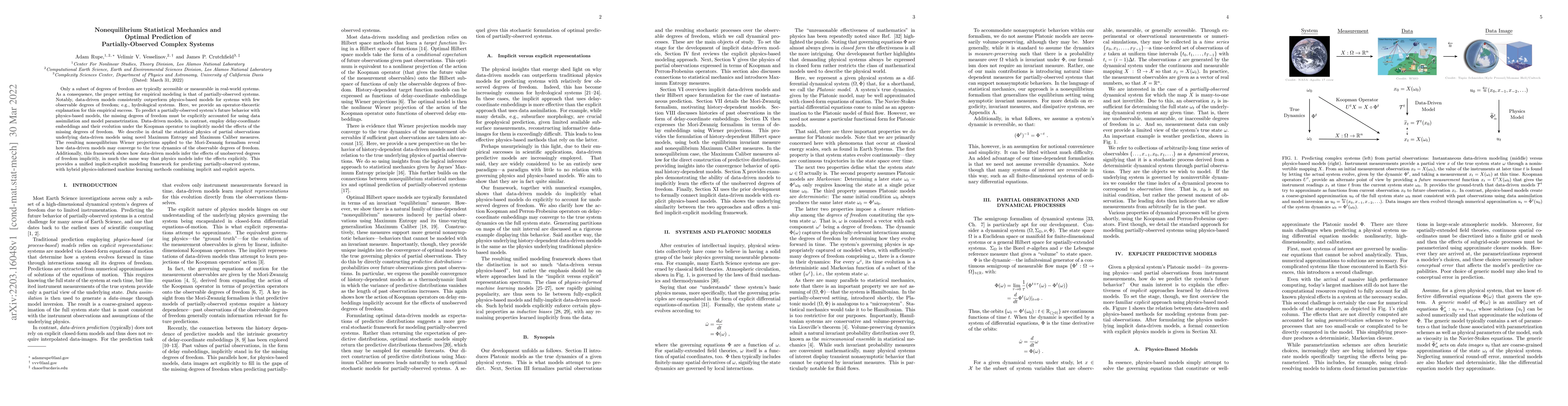 Thumbnail for Nonequilibrium Statistical Mechanics and Optimal Prediction of
  Partially-Observed Complex Systems