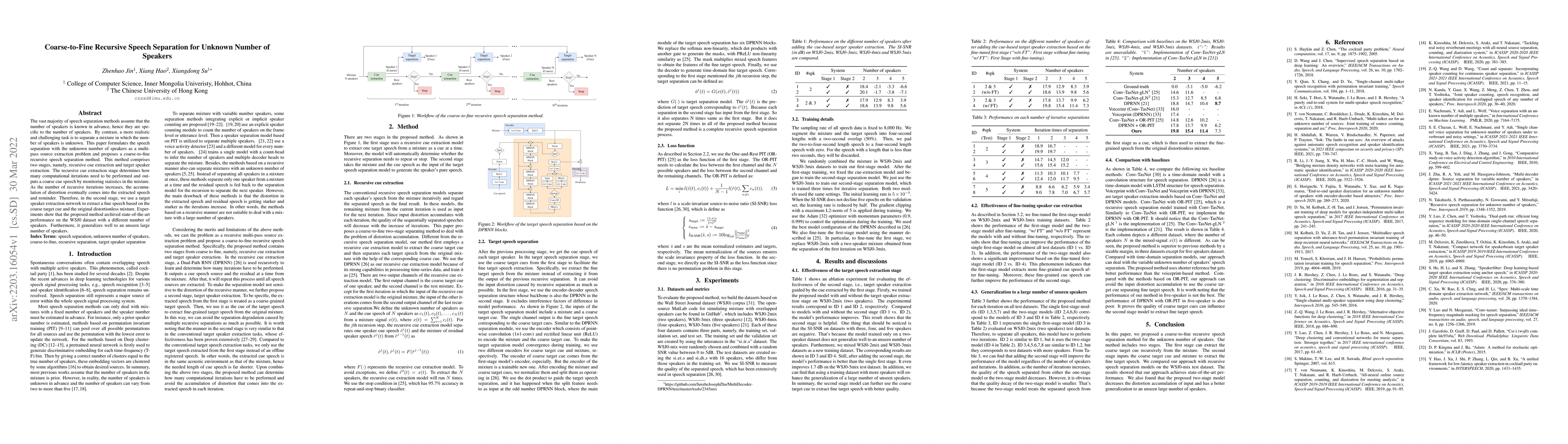 Thumbnail for Coarse-to-Fine Recursive Speech Separation for Unknown Number of
  Speakers