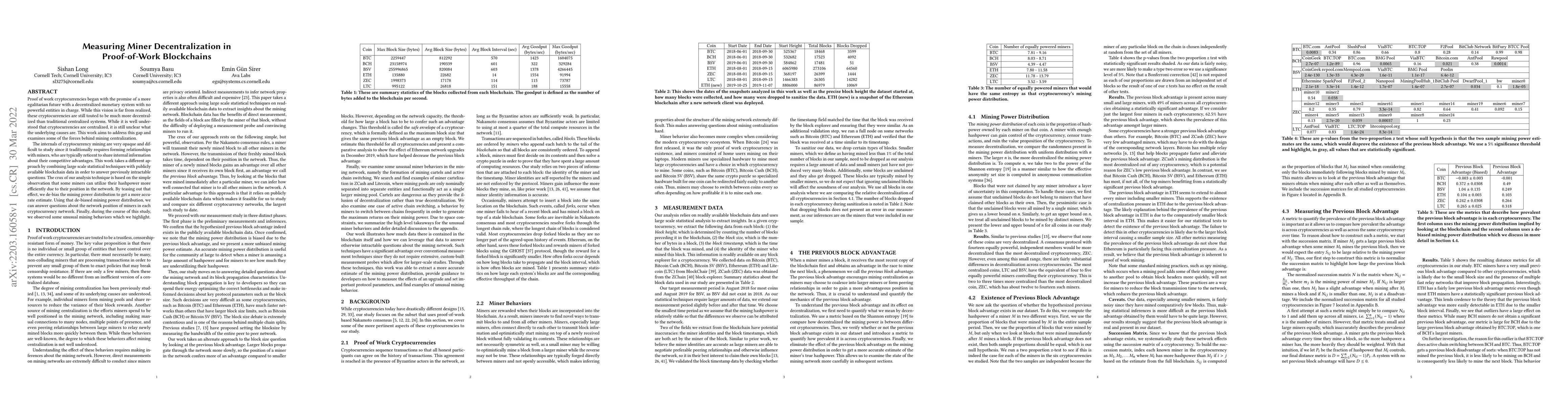 Thumbnail for Measuring Miner Decentralization in Proof-of-Work Blockchains