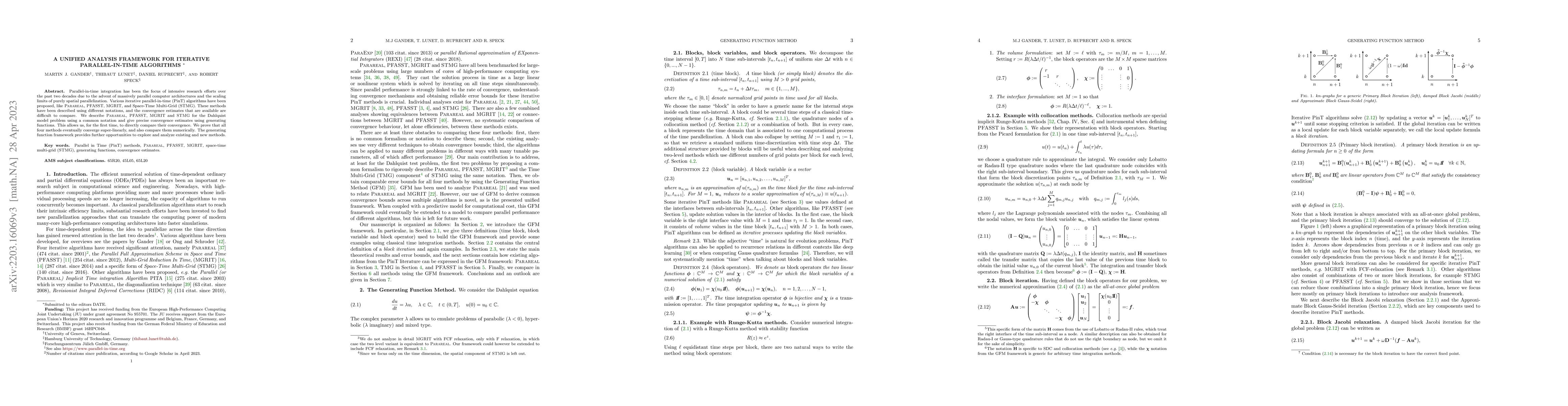 Thumbnail for A unified analysis framework for iterative parallel-in-time algorithms