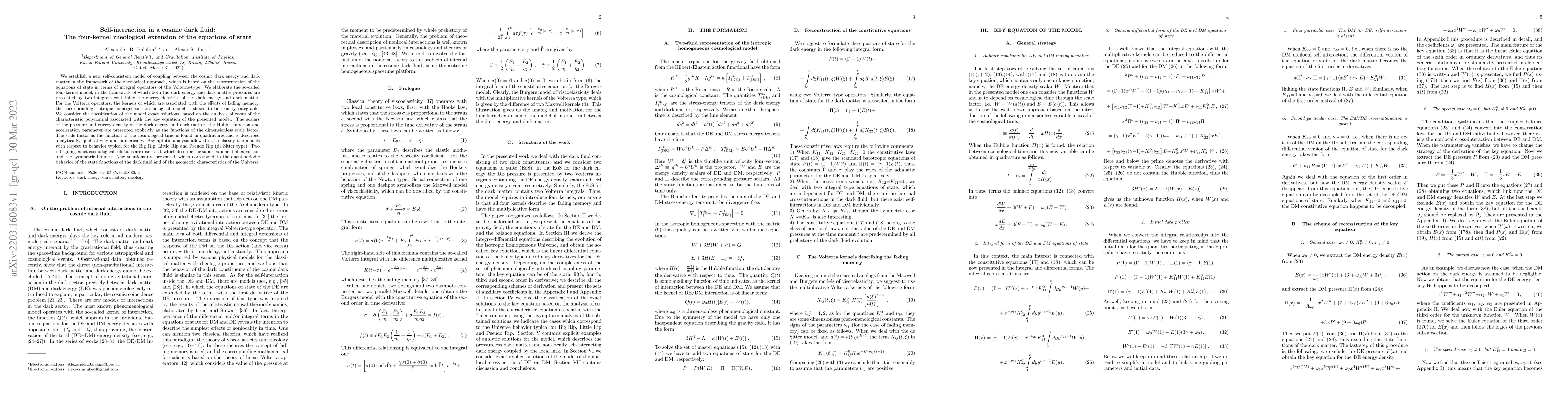 Thumbnail for Self-interaction in a cosmic dark fluid: The four-kernel rheological
  extension of the equations of state