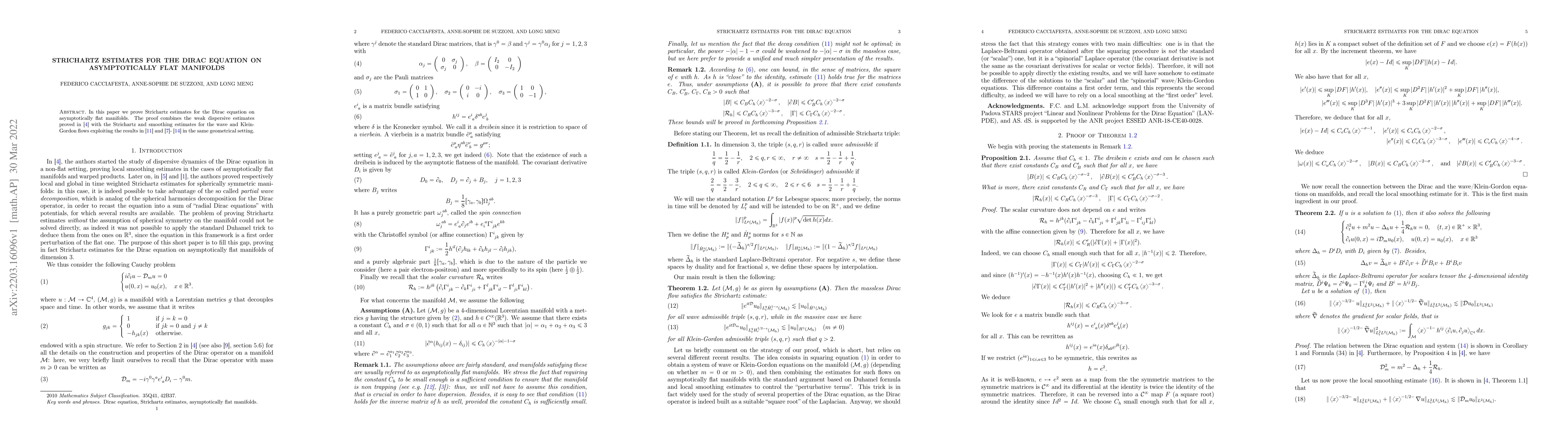 Thumbnail for Strichartz estimates for the Dirac equation on asymptotically flat
  manifolds