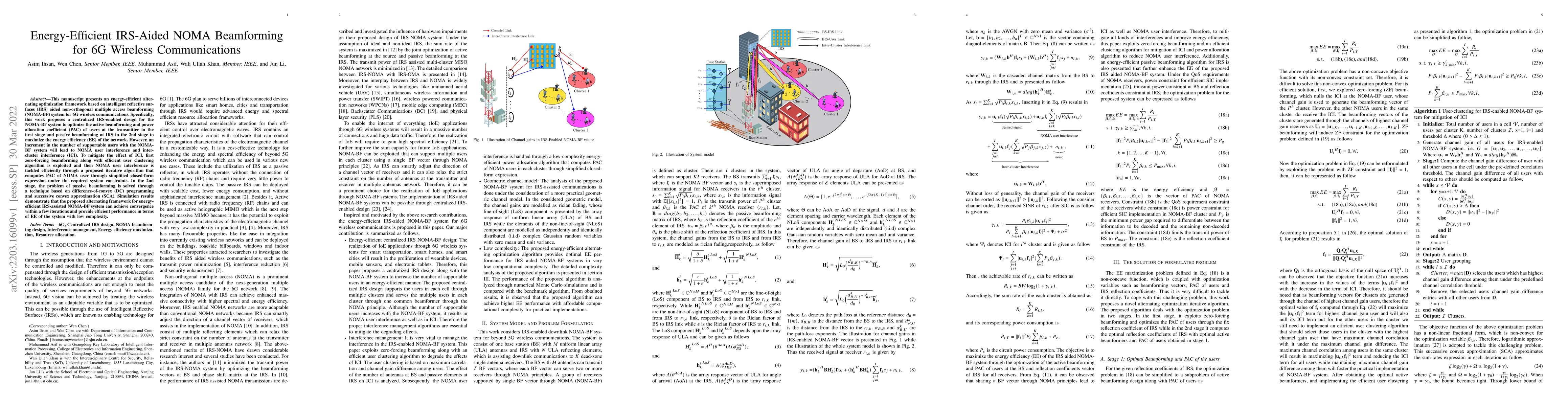 Thumbnail for Energy-Efficient IRS-Aided NOMA Beamforming for 6G Wireless
  Communications