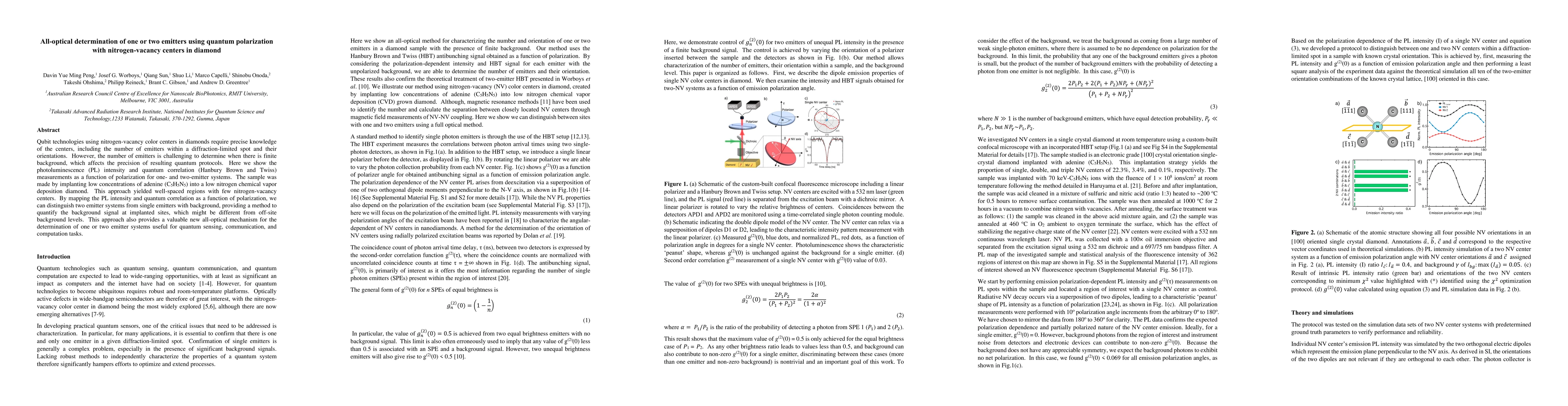 Thumbnail for All-optical determination of one or two emitters using quantum
  polarization with nitrogen-vacancy centers in diamond