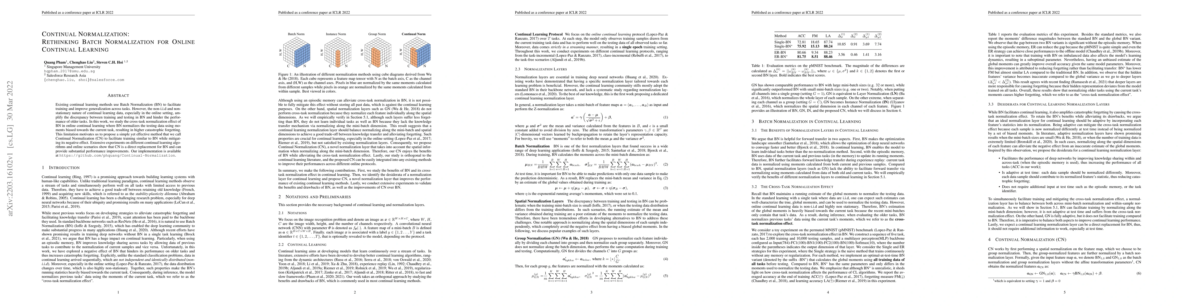 Thumbnail for Continual Normalization: Rethinking Batch Normalization for Online
  Continual Learning