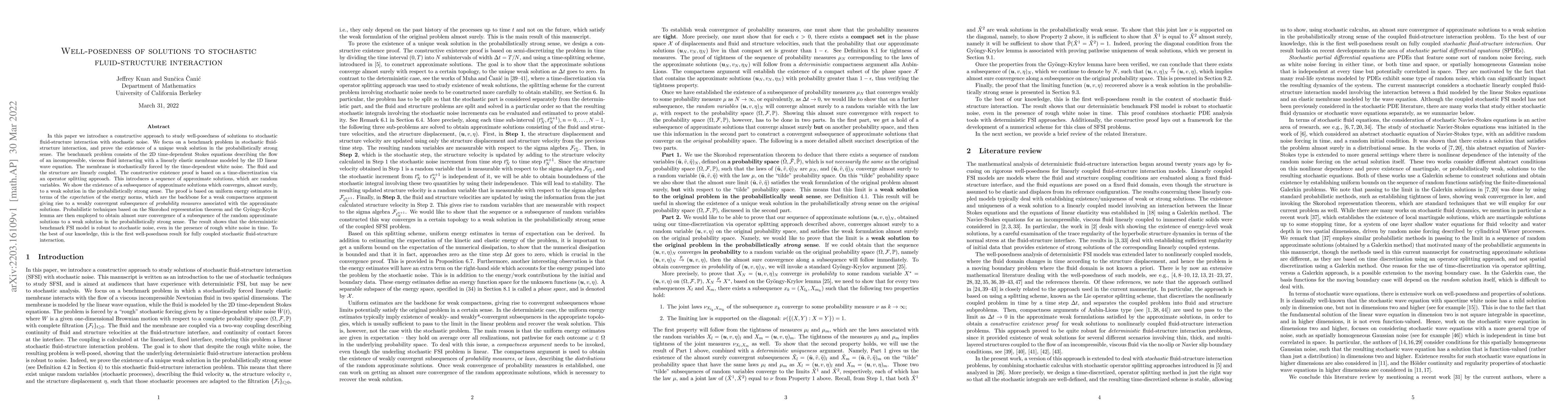 Thumbnail for Well-posedness of solutions to stochastic fluid-structure interaction