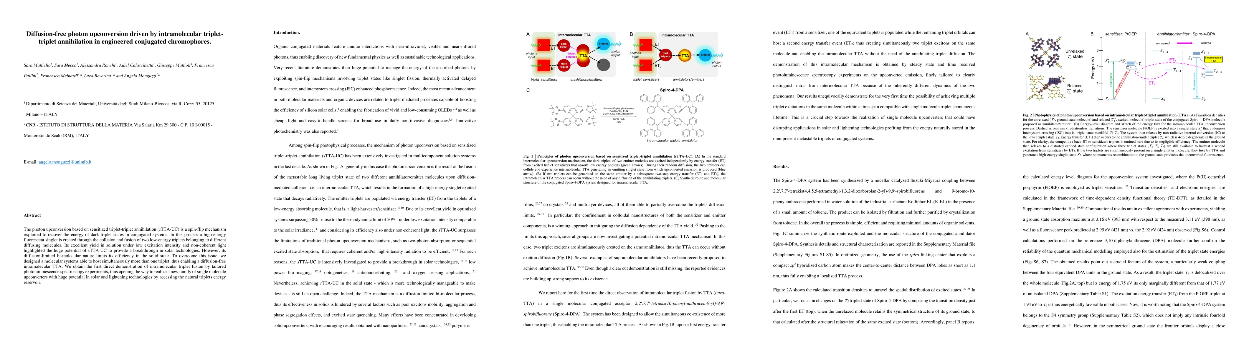Thumbnail for Diffusion-free photon upconversion driven by intramolecular
  triplet-triplet annihilation in engineered conjugated chromophores