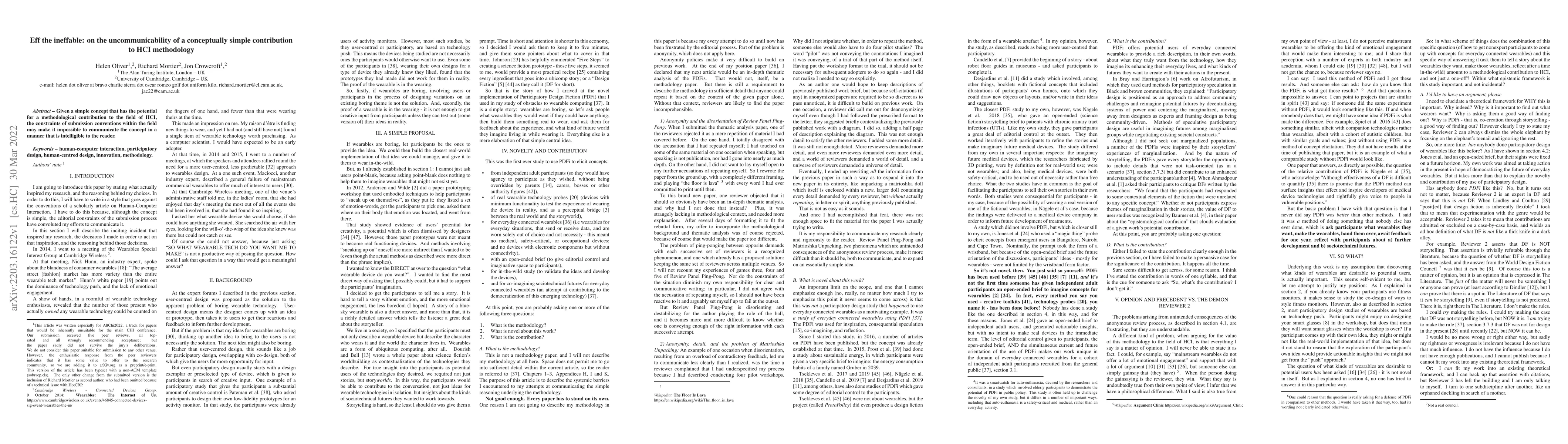 Thumbnail for Eff the ineffable: on the uncommunicability of a conceptually simple
  contribution to HCI methodology