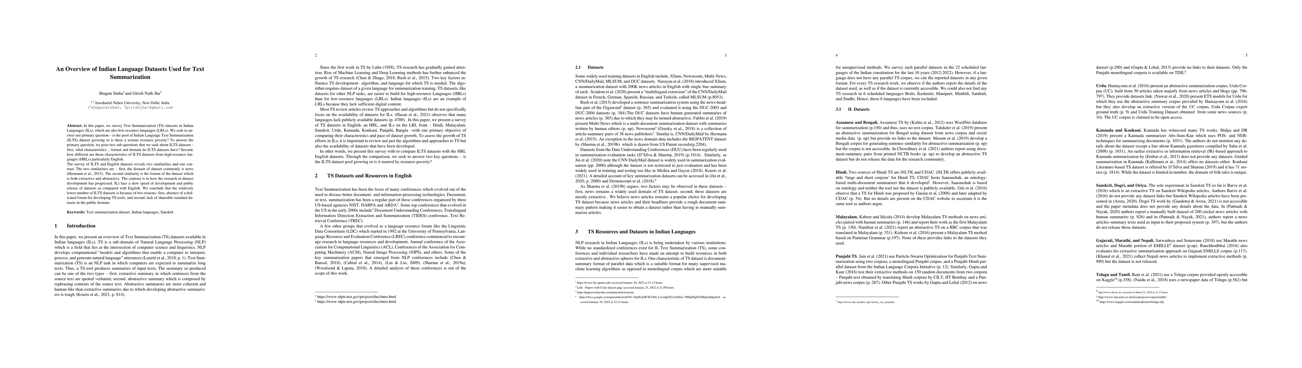 Thumbnail for An Overview of Indian Language Datasets used for Text Summarization