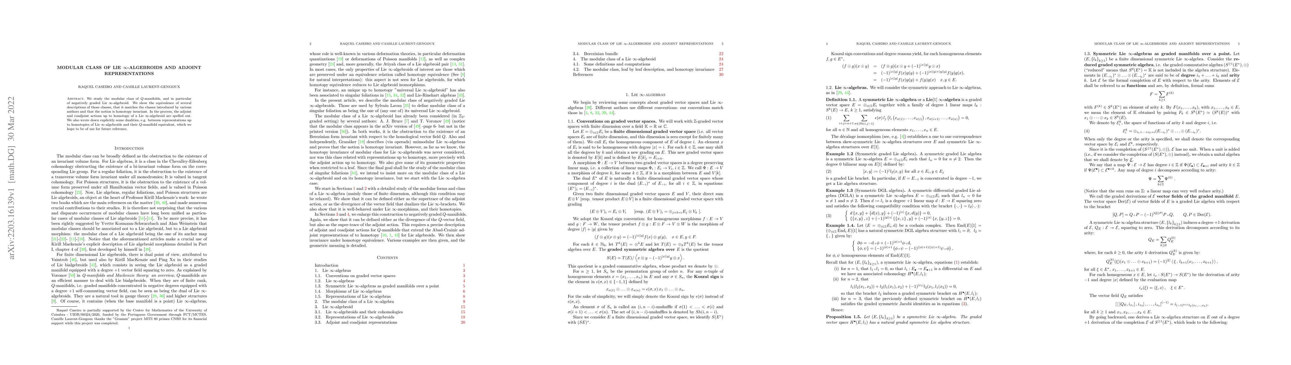 Thumbnail for Modular class of Lie $\infty$-algebroids and adjoint representation