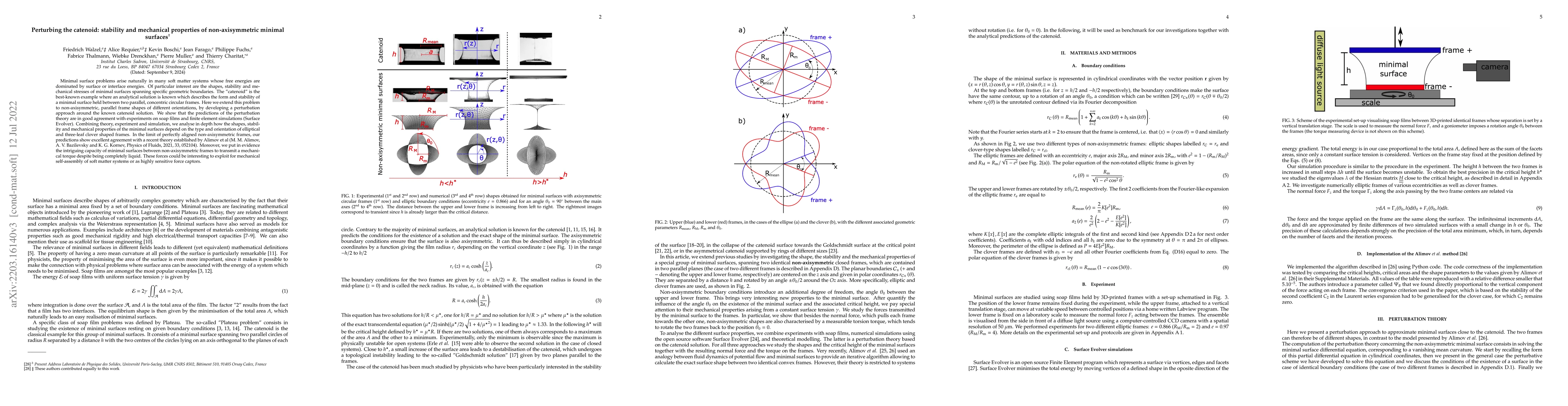 Thumbnail for Perturbing the catenoid: stability and mechanical properties of
  non-axisymmetric minimal surfaces