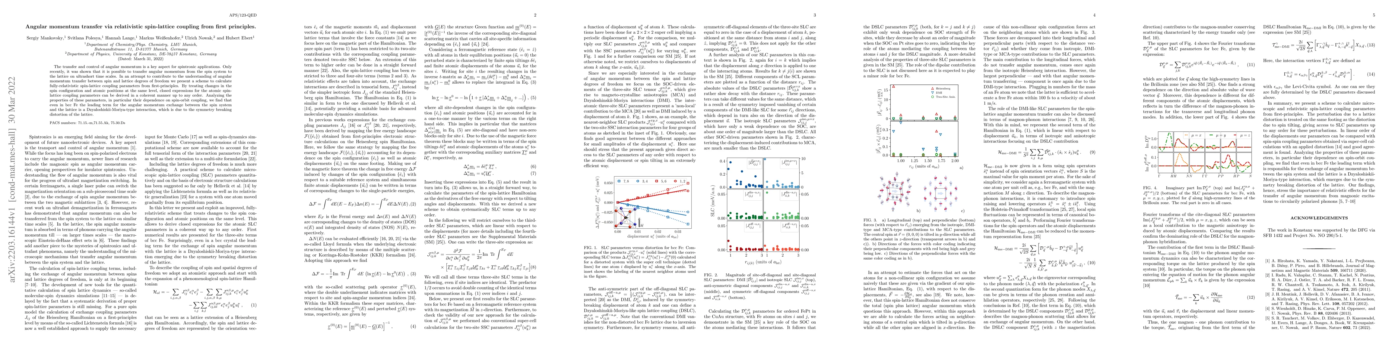 Thumbnail for Angular momentum transfer via relativistic spin-lattice coupling from
  first principles