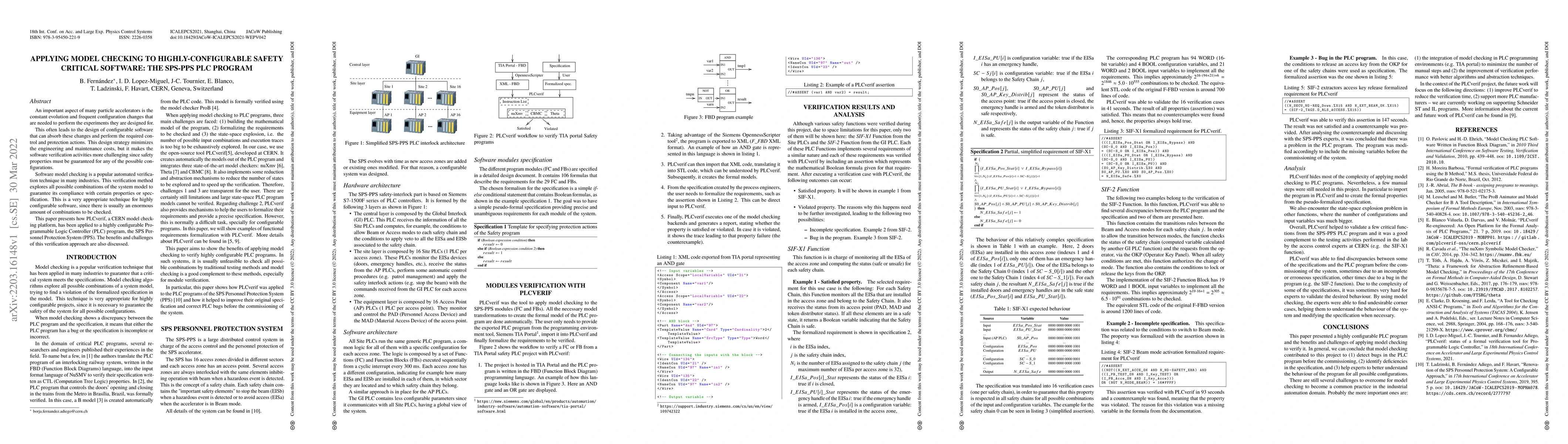 Thumbnail for Applying Model Checking to Highly-Configurable Safety Critical Software:
  The SPS-PPS PLC Program