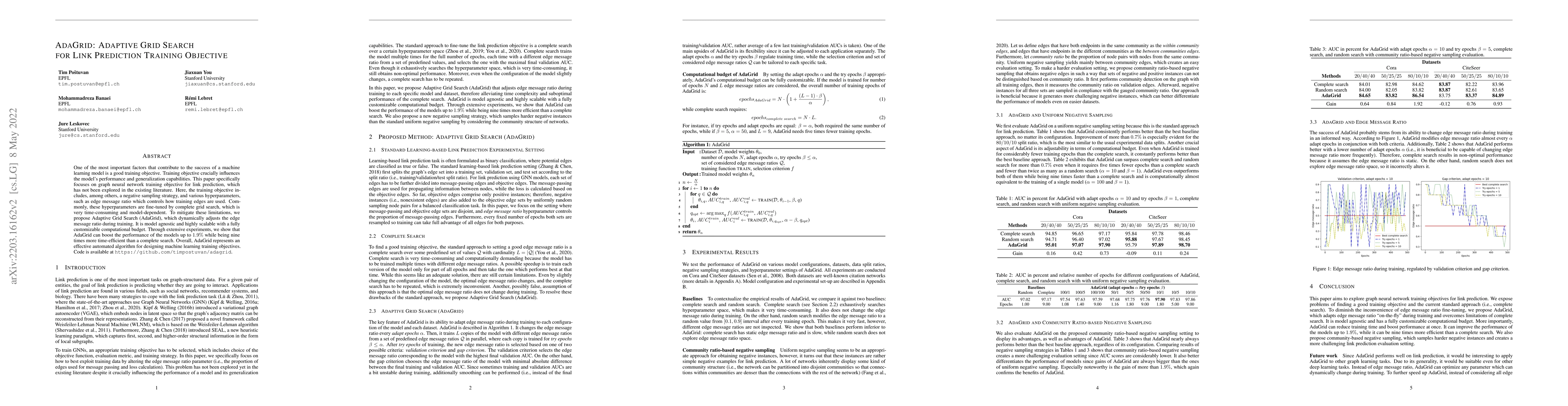 Thumbnail for AdaGrid: Adaptive Grid Search for Link Prediction Training Objective