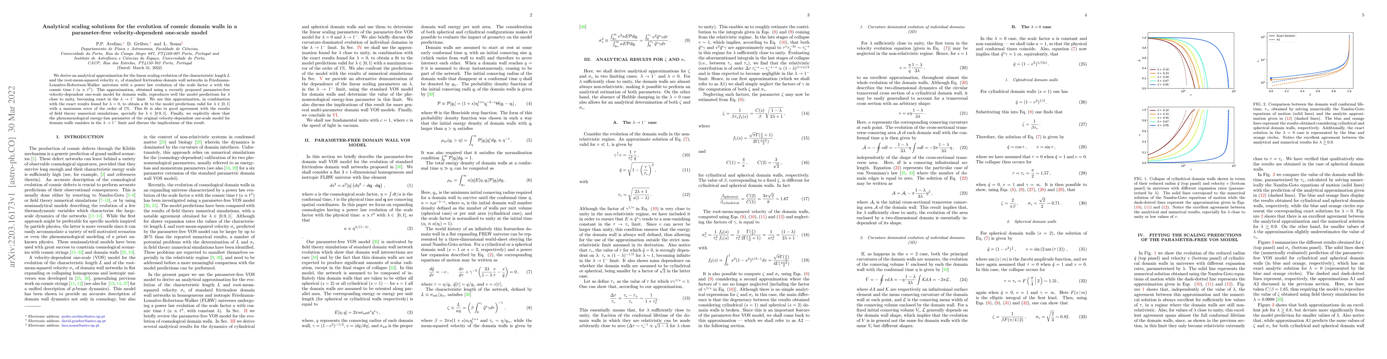 Thumbnail for Analytical scaling solutions for the evolution of cosmic domain walls in
  a parameter-free velocity-dependent one-scale model
