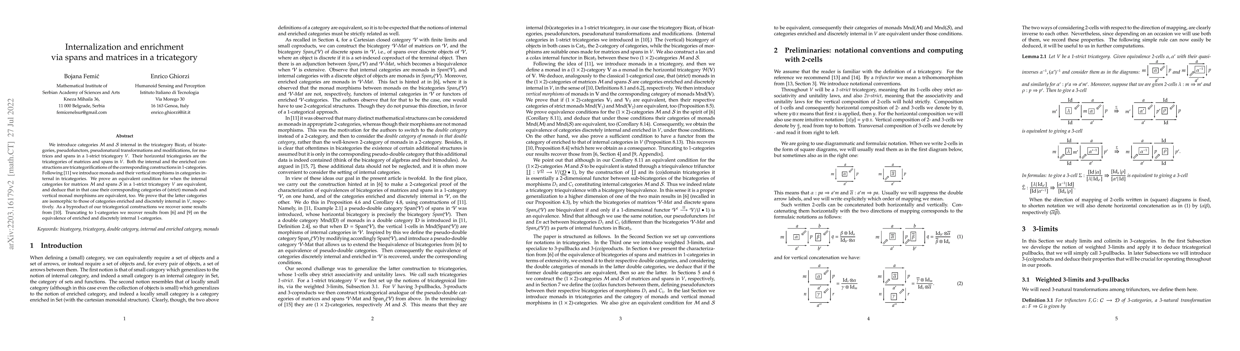 Thumbnail for Internalization and enrichment via spans and matrices in a tricategory