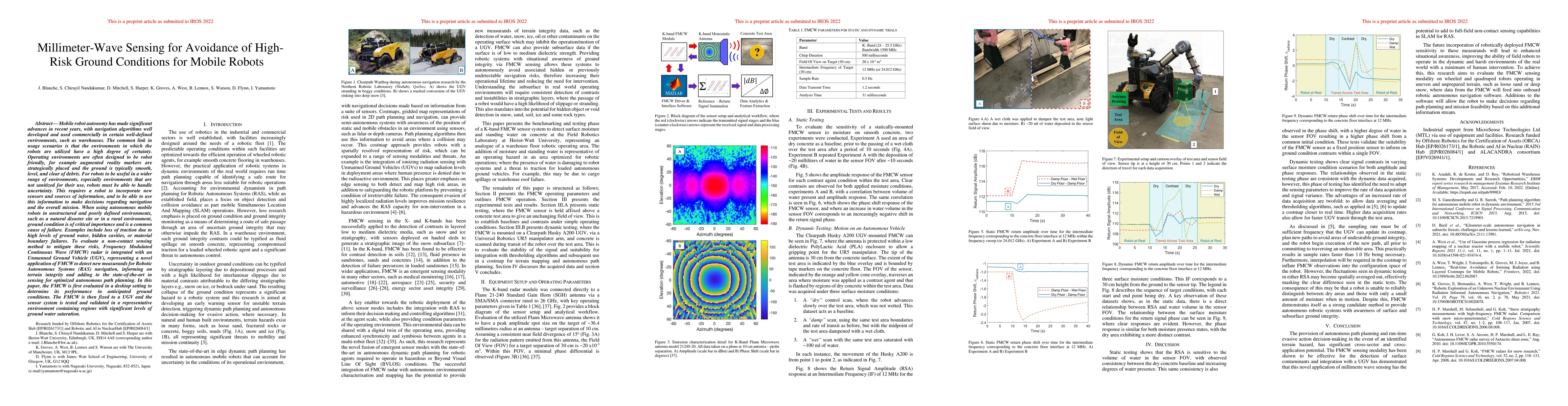 Thumbnail for Millimeter-Wave Sensing for Avoidance of High-Risk Ground Conditions for
  Mobile Robots