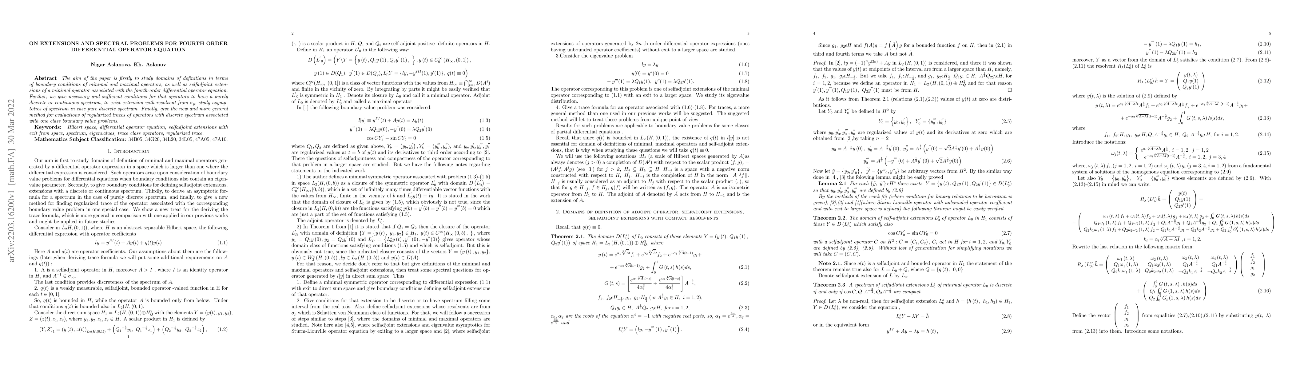 Thumbnail for On extensions and spectral problems for fourth order differential
  operator equation