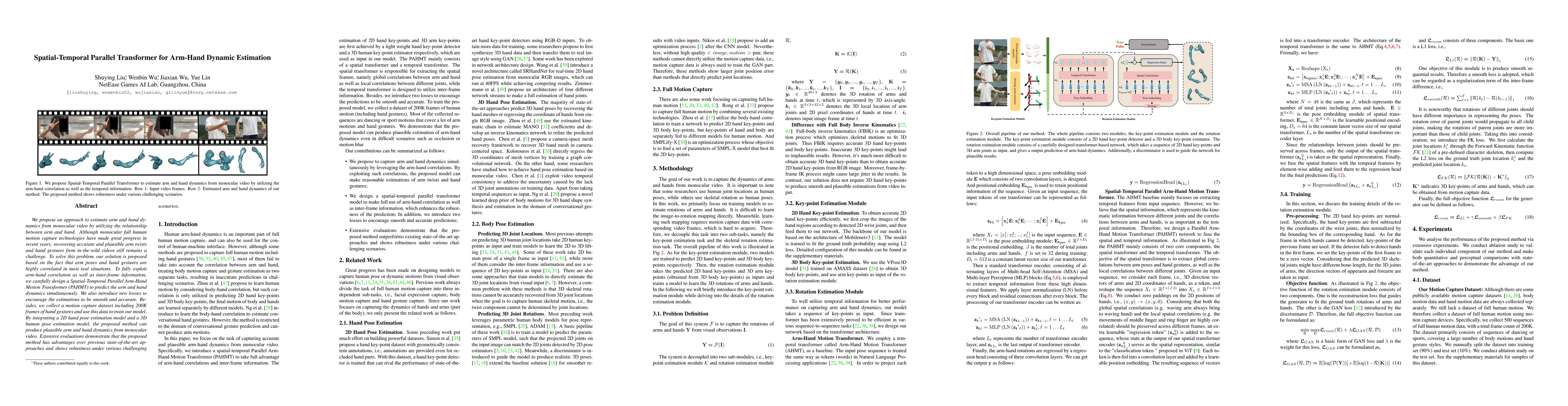 Thumbnail for Spatial-Temporal Parallel Transformer for Arm-Hand Dynamic Estimation