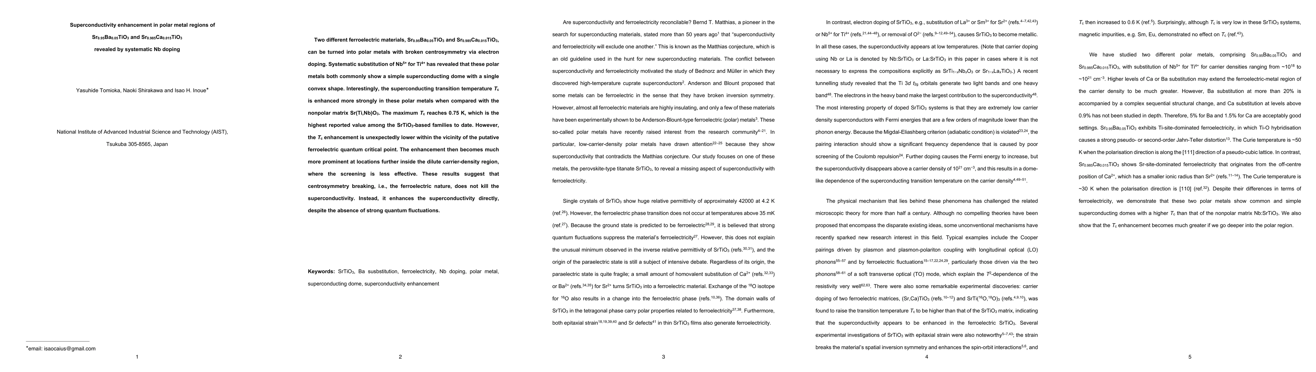 Thumbnail for Superconductivity enhancement in polar metal regions of
  Sr$_{0.95}$Ba$_{0.05}$TiO$_3$ and Sr$_{0.985}$Ca$_{0.015}$TiO$_3$ revealed by
  the systematic Nb doping