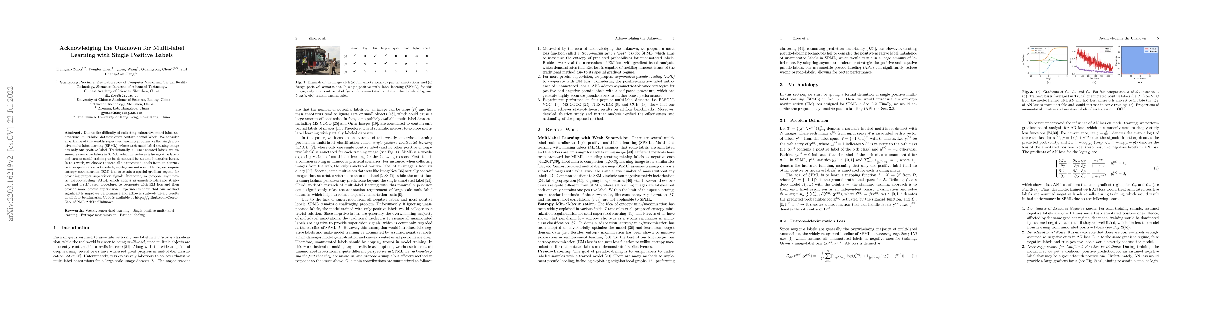 Thumbnail for Acknowledging the Unknown for Multi-label Learning with Single Positive
  Labels