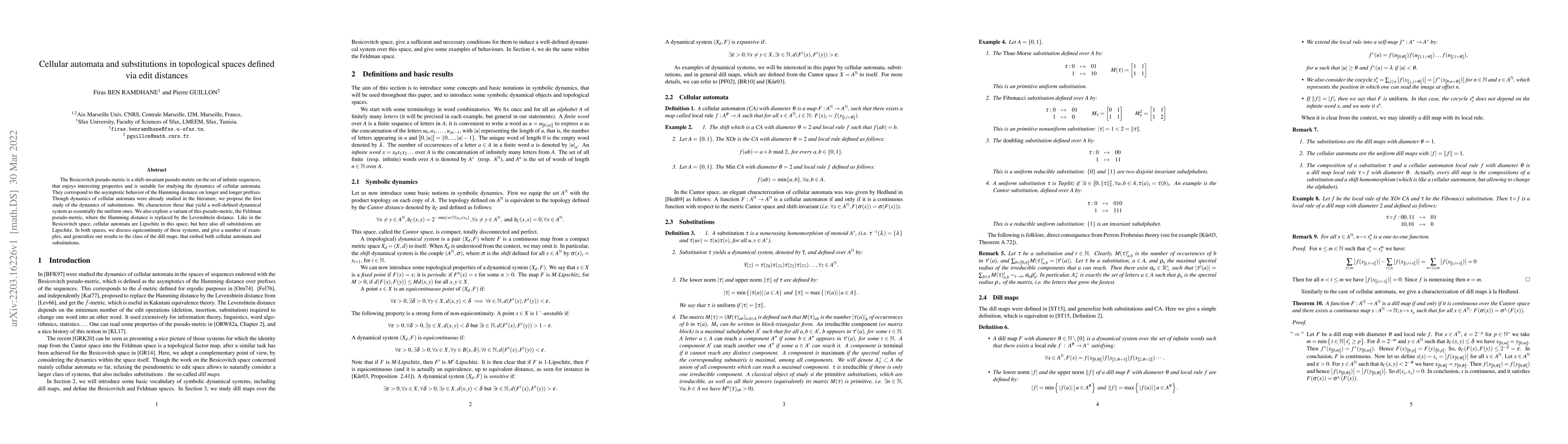 Thumbnail for Cellular automata and substitutions in topological spaces defined via
  edit distances