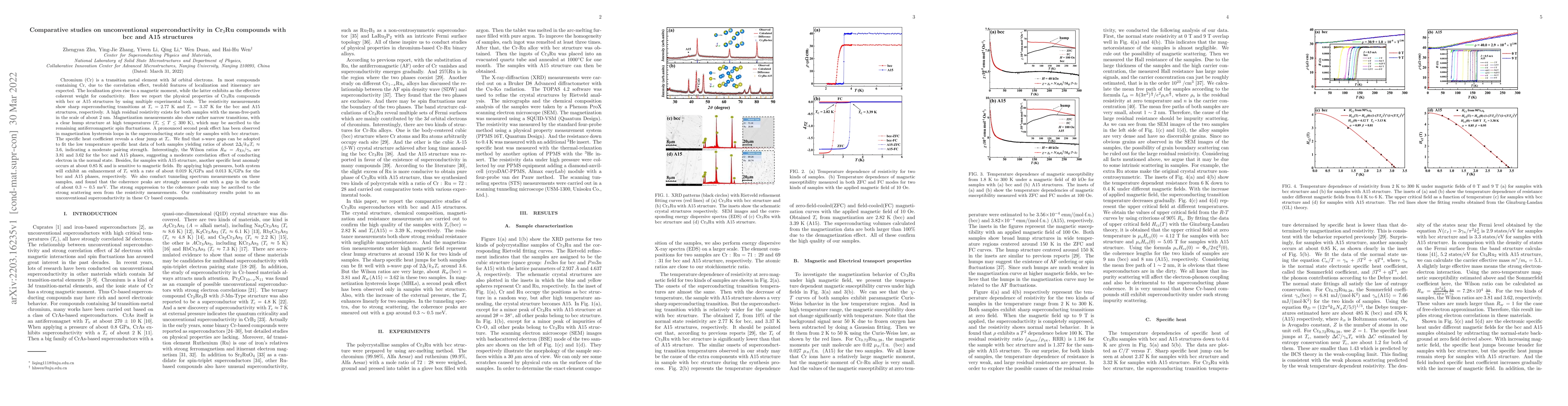 Thumbnail for Comparative studies on unconventional superconductivity in Cr$_3$Ru
  compounds with bcc and A15 structures