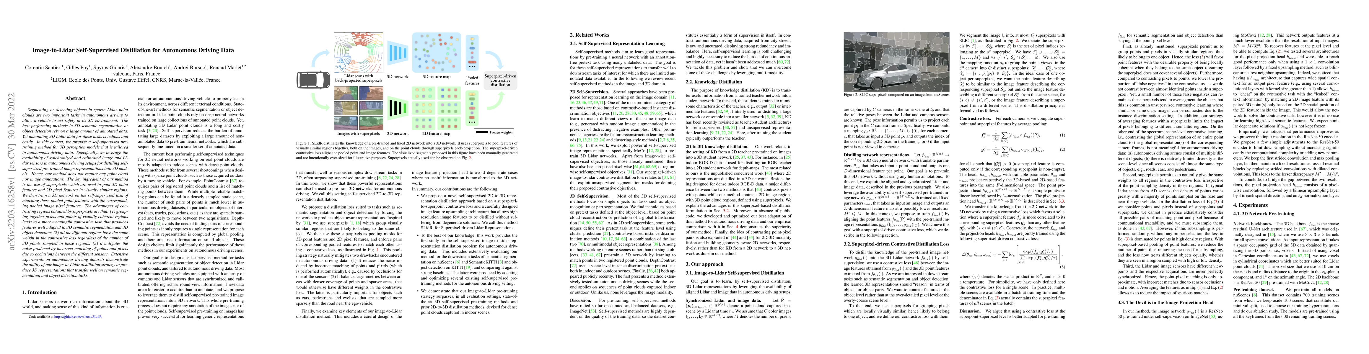 Thumbnail for Image-to-Lidar Self-Supervised Distillation for Autonomous Driving Data