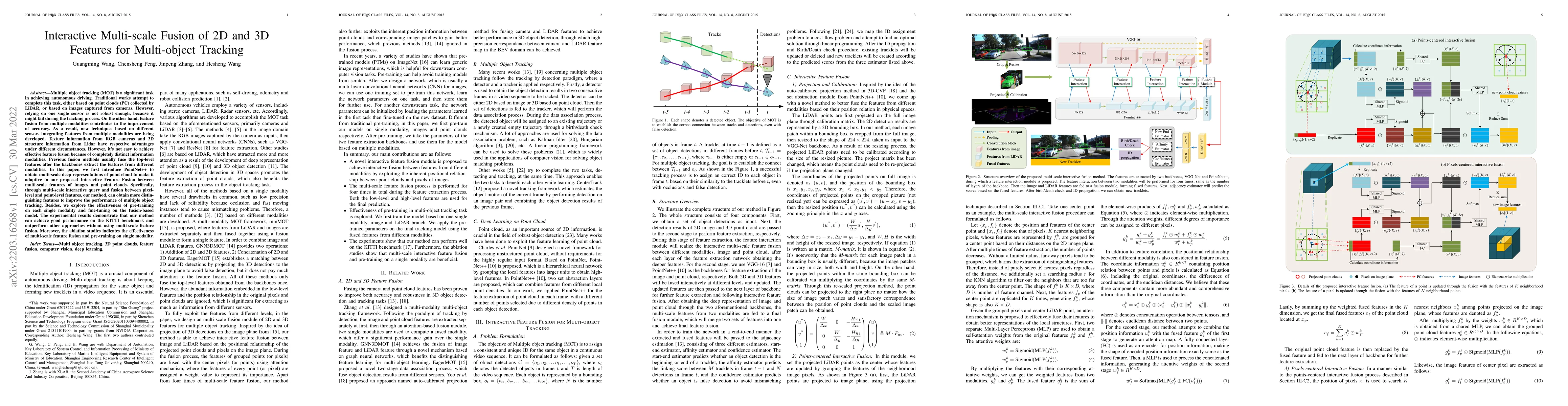Thumbnail for Interactive Multi-scale Fusion of 2D and 3D Features for Multi-object
  Tracking