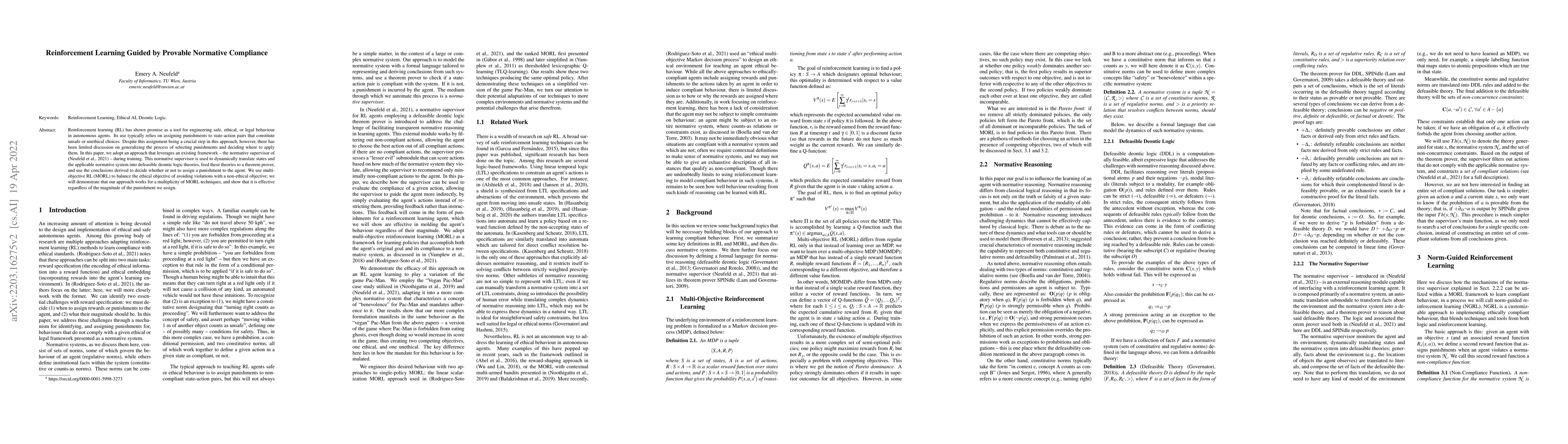 Thumbnail for Reinforcement Learning Guided by Provable Normative Compliance