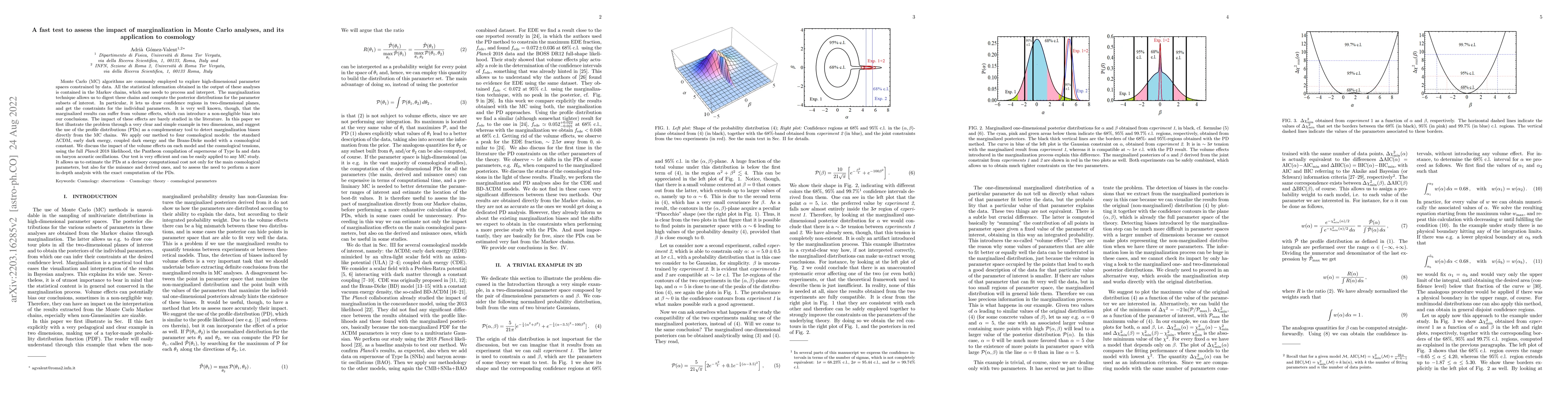 Thumbnail for A fast test to assess the impact of marginalization in Monte Carlo
  analyses, and its application to cosmology