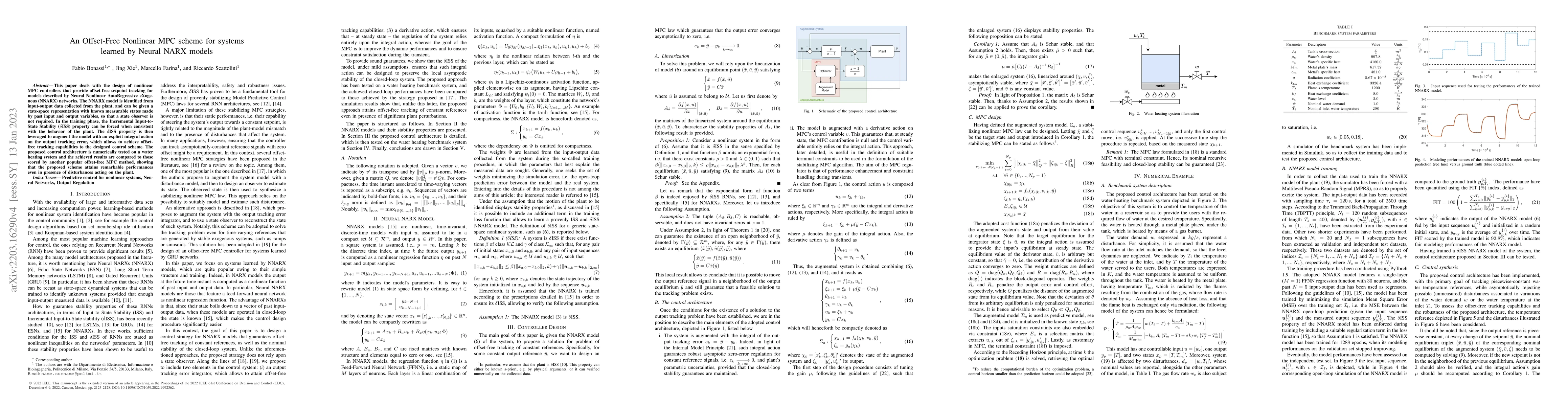 Thumbnail for An Offset-Free Nonlinear MPC scheme for systems learned by Neural NARX
  models