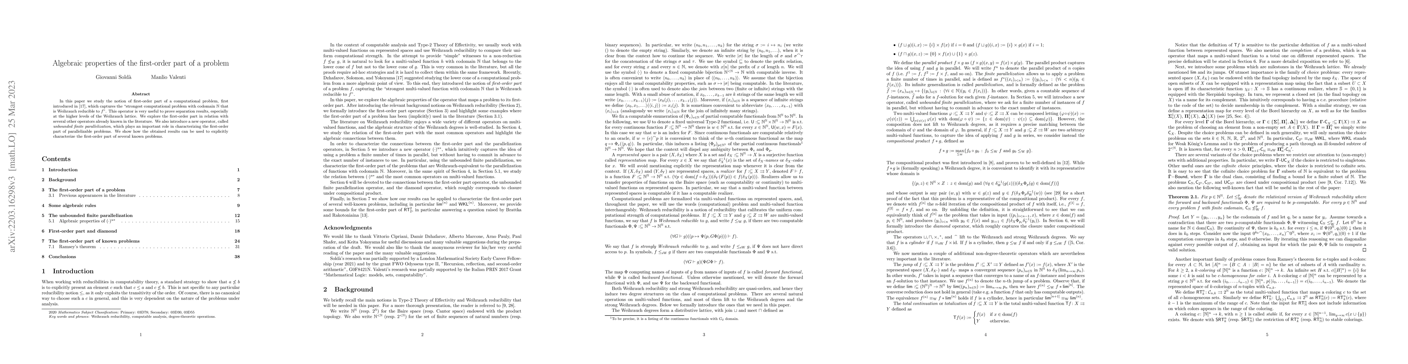 Thumbnail for Algebraic properties of the first-order part of a problem