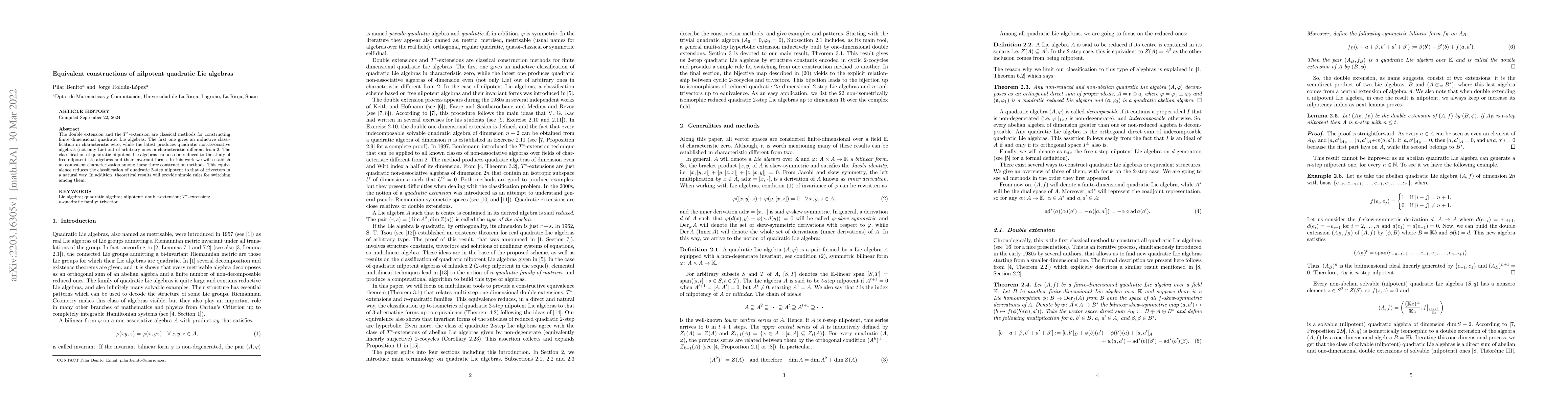 Thumbnail for Equivalent constructions of nilpotent quadratic Lie algebras