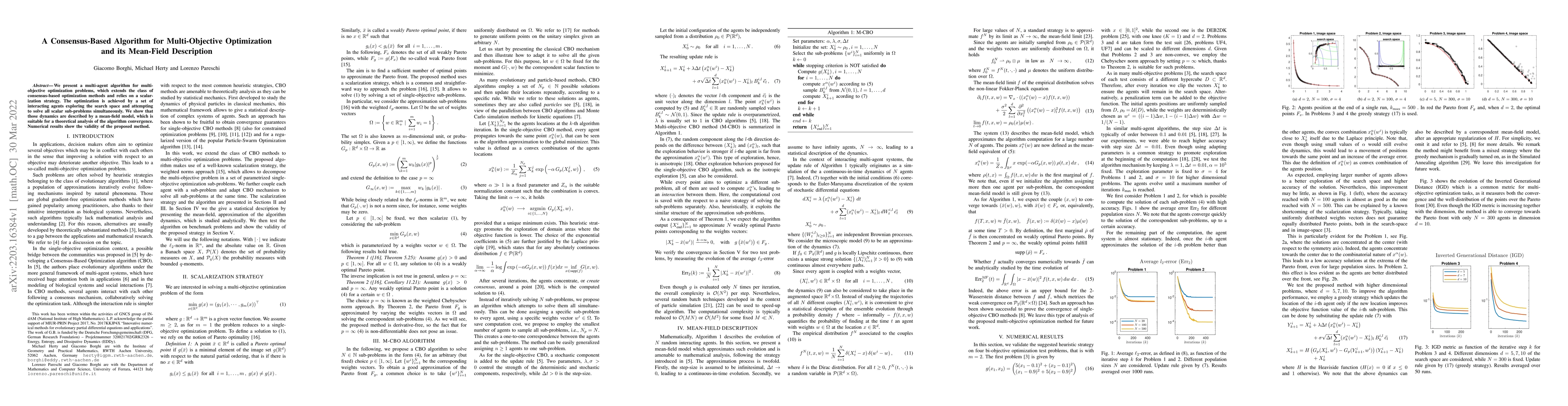 Thumbnail for A consensus-based algorithm for multi-objective optimization and its
  mean-field description