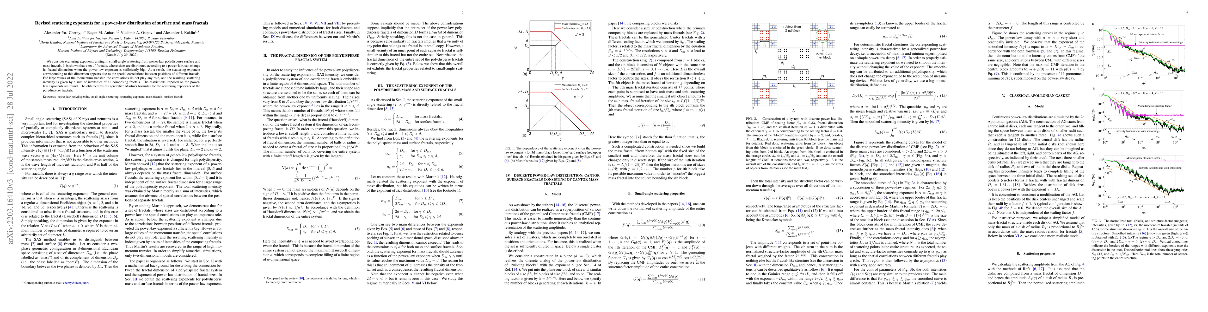 Thumbnail for Revised scattering exponents for a power-law distribution of surface and
  mass fractals